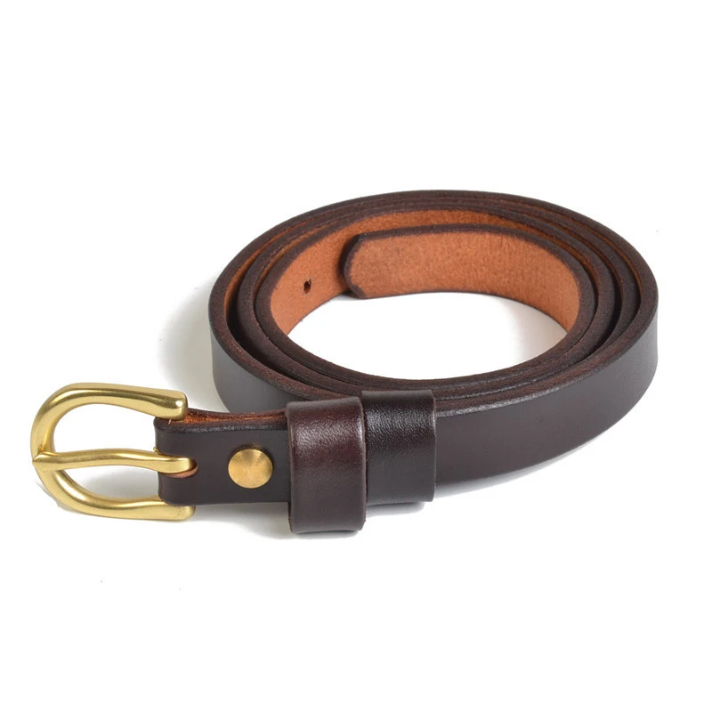 1.9 Cm Wide Solid Brass Pin Buckle with Vegetable Tanned Cowhide Leather Imported from Italy