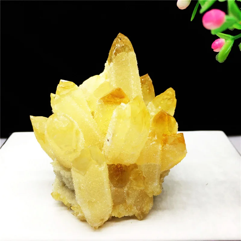 Topaz cluster home decor reiki ore raw stone yellow crystal cluster specimen demagnetization stone office Ornaments crafts 1pc