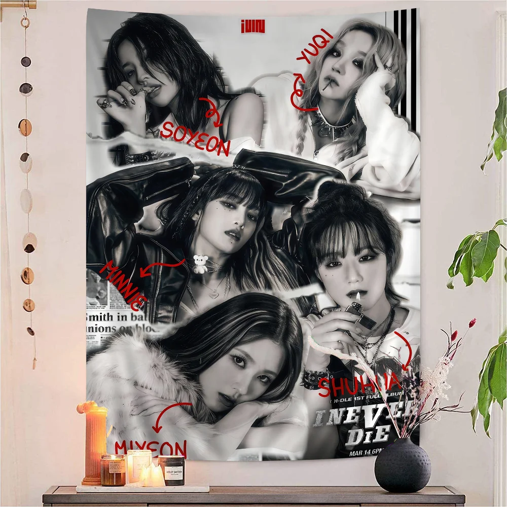 Kpop (G)I-DLE Висячий богемный гобелен Индийский Будда Настенное украшение Колдовство