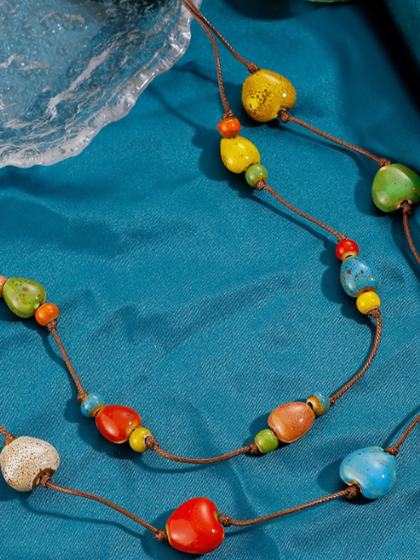 Летнее ожерелье в форме сердца допаминового цвета цепочка для свитера трендовые