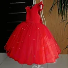 2022 красные элегантные новогодние платья принцессы для детей, костюм для выпускного вечера, для дня рождения, свадьбы, вечеринки, Туту-лук, платья 1-5 лет