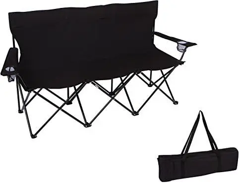 

Трехместный стул с стальной рамой и сумкой для переноски (черный)