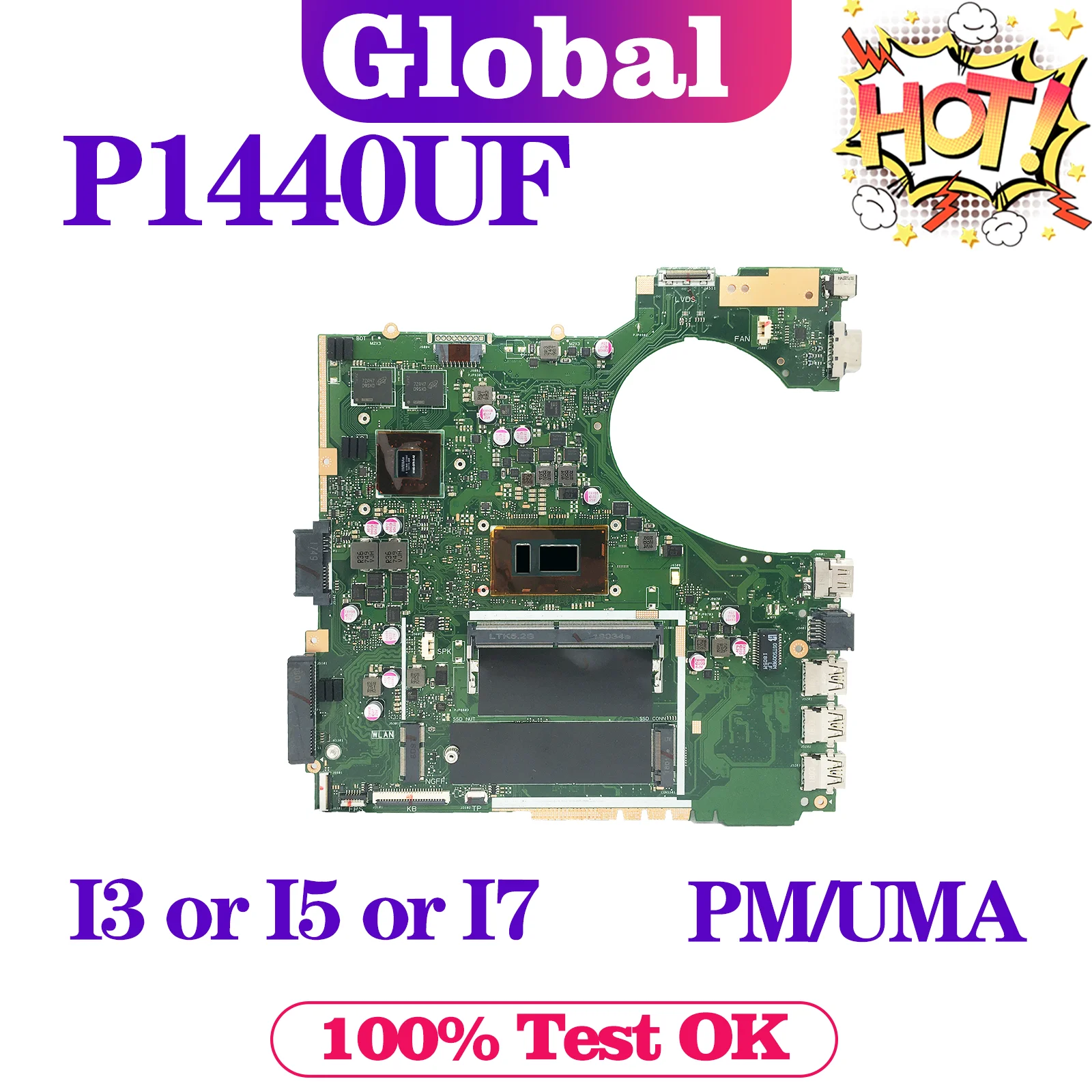 

KEFU Mainboard For ASUS P1440 P1440U P1440UA P1440UF Laptop Motherboard I3 I5 I7 8th Gen 4GB-RAM 940MX/V2G UMA MAIN BOARD