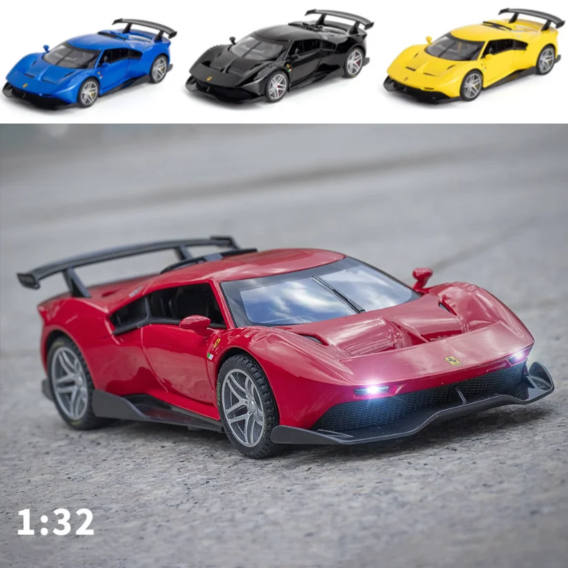 

1:32 Ferrari P80-C Alloy Car Model Sound and Light Pull Back Collection Diecast Vehicles Car Toys for Kids