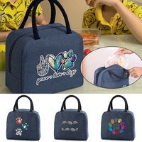 insulated heat lunch bags thermal women picnic bento box boys thermo pouch fresh keeping footprints print food storage container