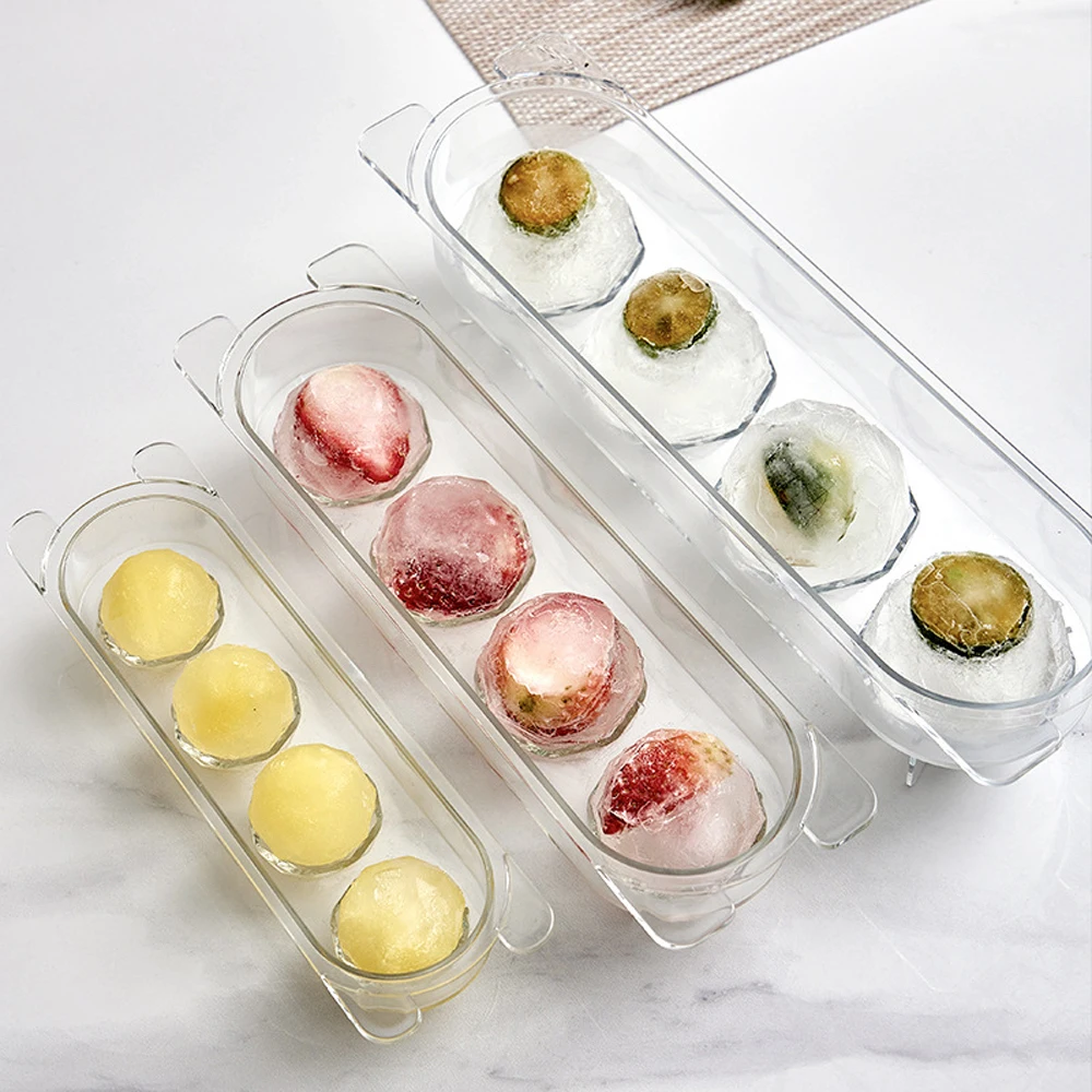 

2PCS 4 Cell Ice Ball Molds Silicone Ice Cube Trays Diamond 3/4/5CM Diameter Ice Ball Maker Silicone Molds for Cocktails Whiskey