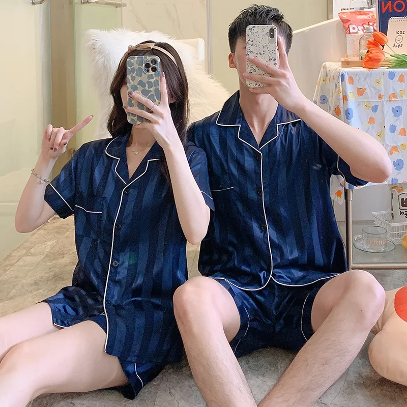 Новинка 2022 Пижамный комплект для влюбленных пар топ с коротким рукавом и шорты