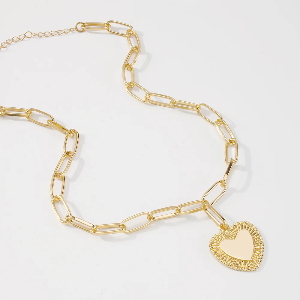 

Lamyesi французский простой романтический металлический кулон в форме сердца цепочка на ключицу ожерелье для женщин OL стиль модные украшения ...