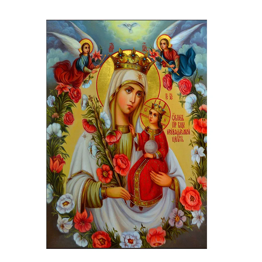 

5D полноразмерная квадратная/круглая алмазная живопись Иисус, Дева Мария, икона, алмазная вышивка, мозаика, цветок, искусство