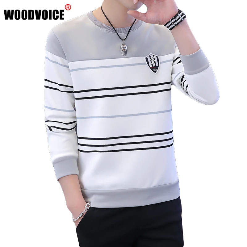 

Men's Long Sleeve Polo Shirt Men's Round Neck Striped T-Shirt Business Casual Polos Hombre Long Sleeve Bottoming Shirt Pullover