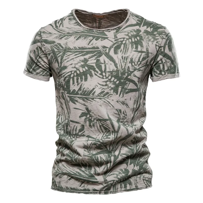

2021 Hawaii Style 100% Cotton T-Shirt Men O-neck Print Shirt Men Casual Men Clothing Summer High Quality Men's T Shirts