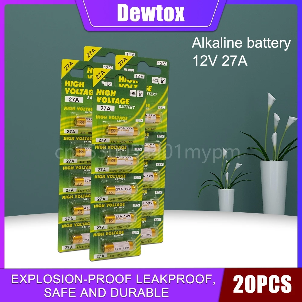 Щелочная батарея 12 В 20 шт., 12 В A27 27A G27A MN27 MS27 GP27A L828 V27GA ALK27A A27BP K27A VR27 R27A для датчика безопасности окон