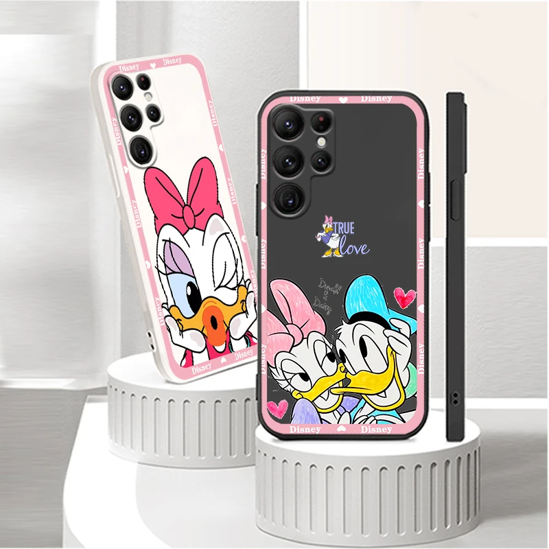

Phone Case For Samsung Galaxy S22 S21 S20 Pro FE S10 Note 20 10 Plus Lite Ultra 5G Disney Donald Duck Cute Liquid Rope Cover