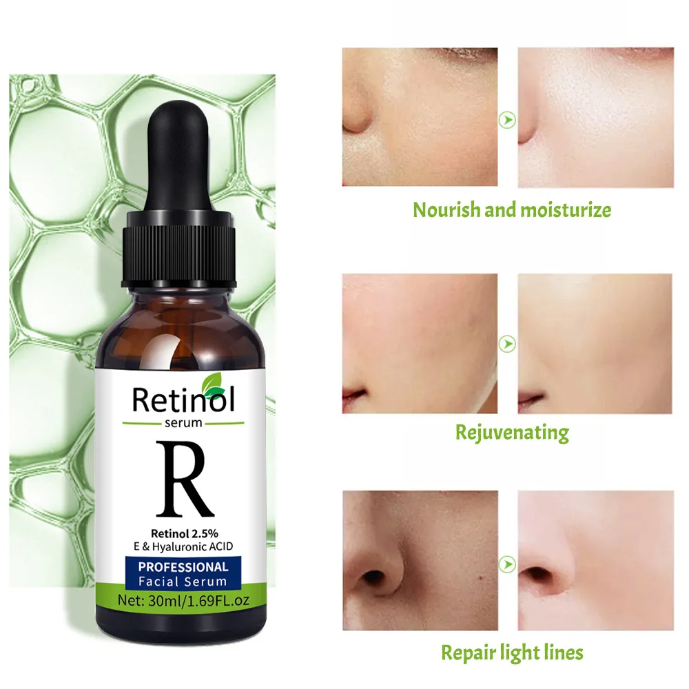 

Professional Facial Serum Retinol 2.5% & Hyaluronic Acid Essence Moisturizing Whitening Skin Lighten Spot Face Care