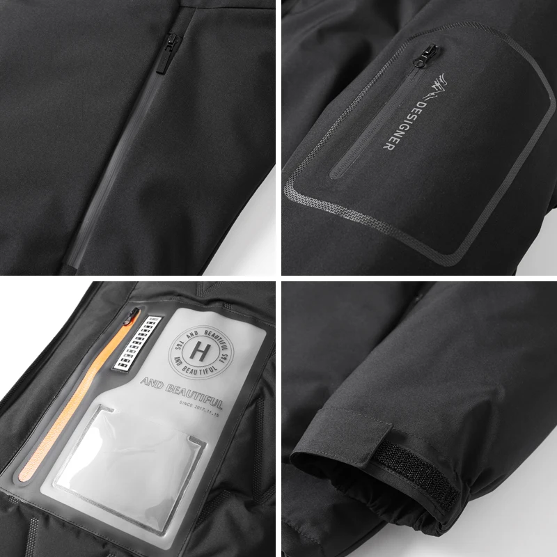 Зимние графеновые мужские куртки со съемной шапочкой женские ветрозащитные