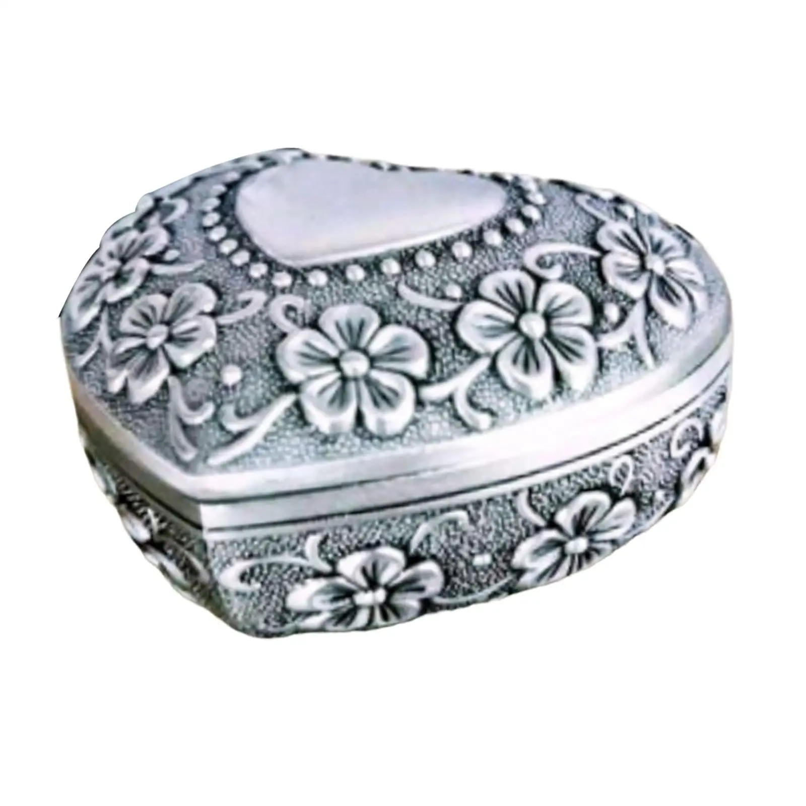 

Portable Vintage Jewelry Box Embossed Flower Pattern Decoration Holder Retro Trinket Box for Ear Studs Girlfriends Girls Ladies
