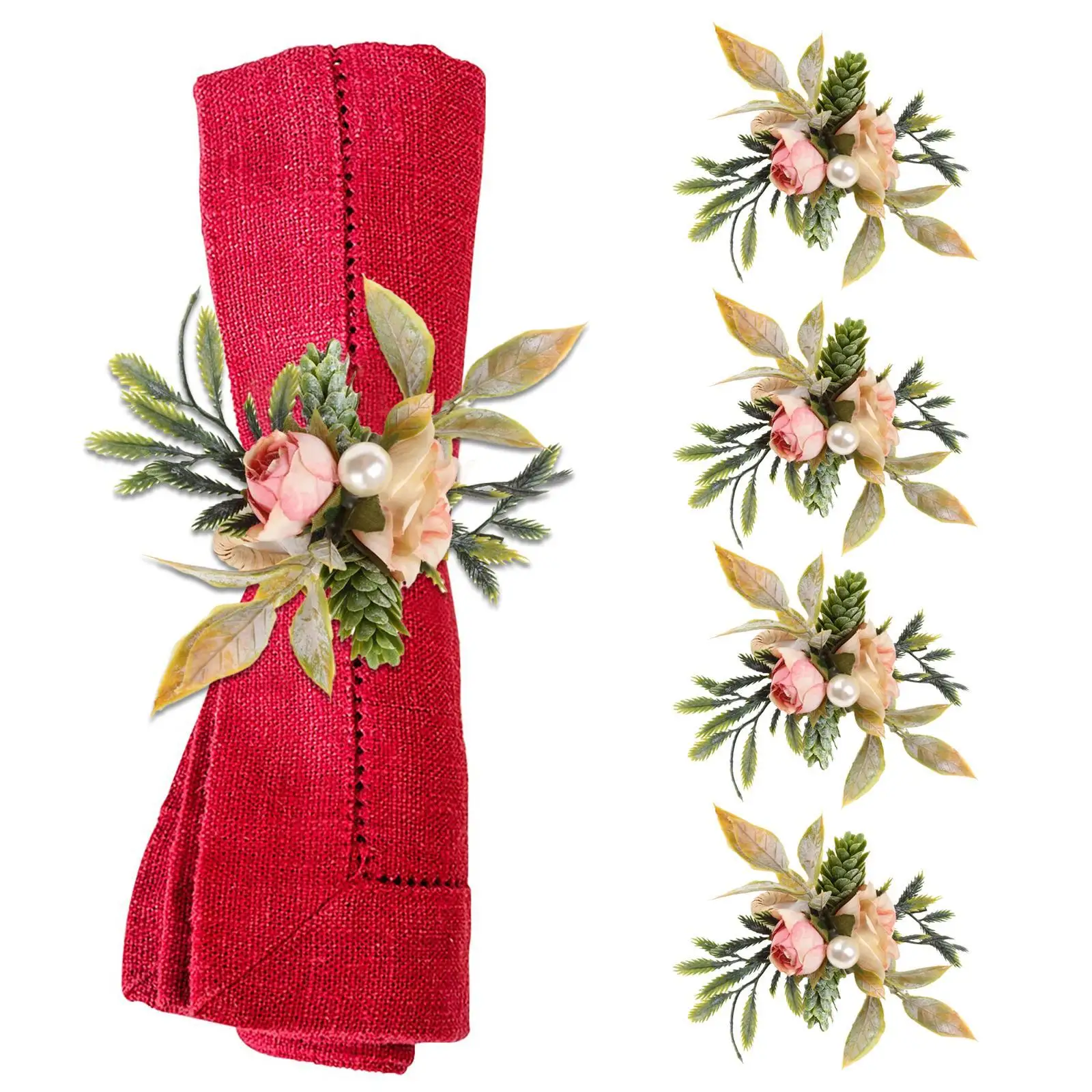 

Искусственная Роза, 4 шт., блестящая кнопка для западного ресторана, свадьбы, отеля, розовое искусственное кольцо, тканевое кольцо, украшение