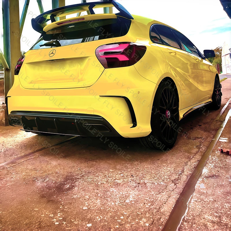 Фото Для Mercedes A Class Benz W176 A180 A200 A250 A45 2013-2018 AMG Высокое качество ABS автомобильный задний бампер спойлер обвес комплект №5