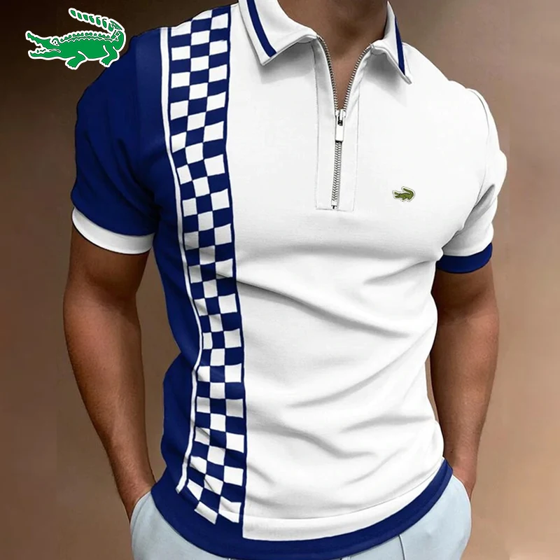 

Verão 2022 nova camisa pólo de moda casual digital estampada tipo zip fashion solta T-shirt
