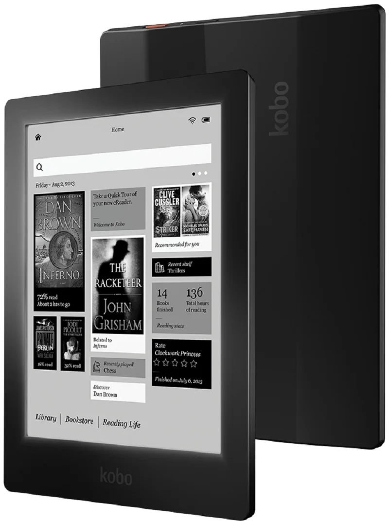 

eBook Kobo Aura HD 6.8 Inch 1440x1080 Eink Ink Screen HD eBook Reader 4G/16G/32G With Backlight WiFi Touch System