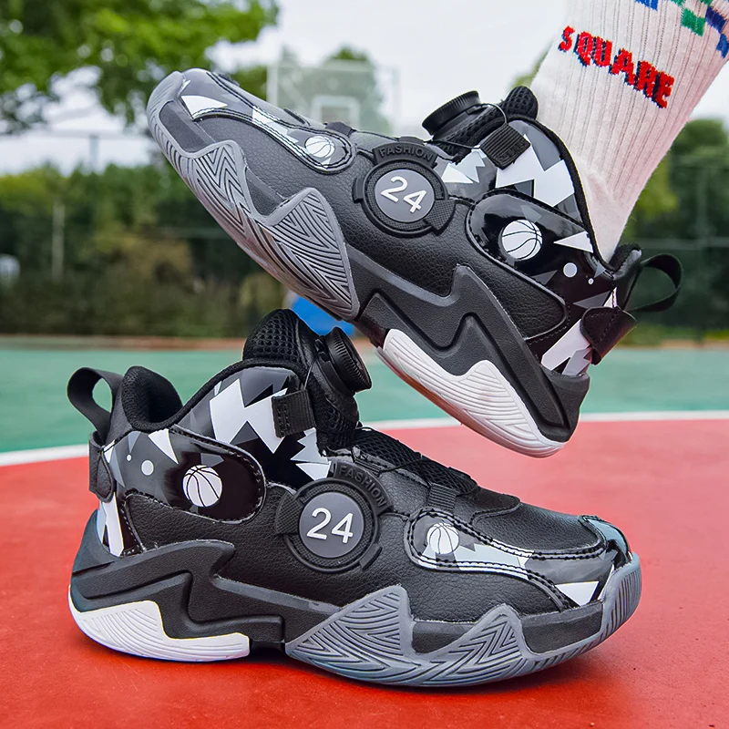 2022 Rotary Button Children's Shoes Children's Basketball Shoes Fashion Trend Sports Shoes Children's Running Casual Shoes