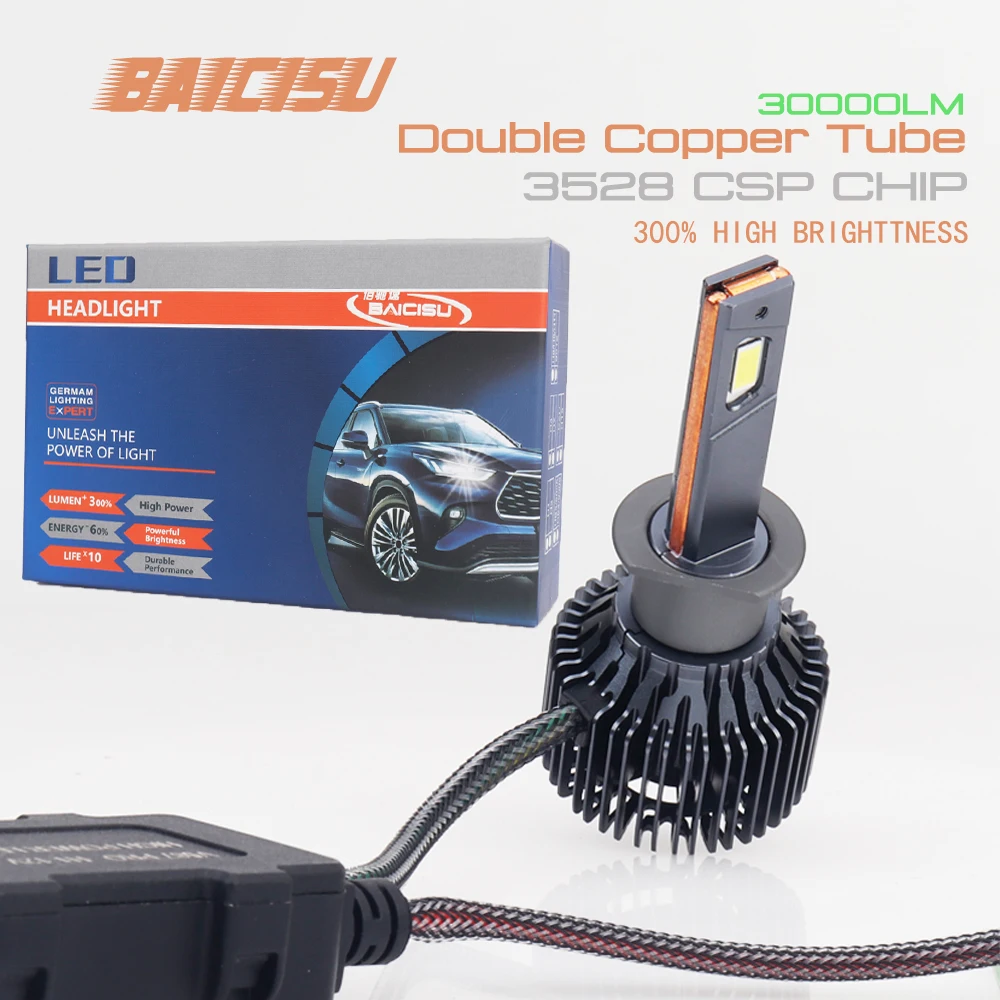 BAICISU H7 LED 60000LM Фары Canbus 6000K H1 H4 H11 9012 HIR2 H8 H9 9005 9006 HB3 HB4 Высокая мощность 3528 CSP Чипы