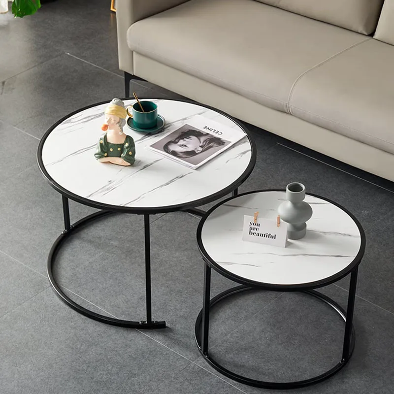 

Simple Round Coffee Tables Sets Aesthetic White Nesting Coffee Table Extendable Living Room Mesita De Noche Office Furniture