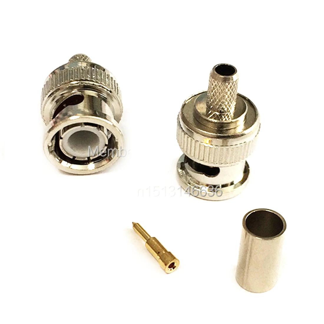 

1pc BNC Male Plug RF Coax Convertor Connector Crimp RG58 RG142 RG400 LMR195 Straight Nickelplated New Wholesale