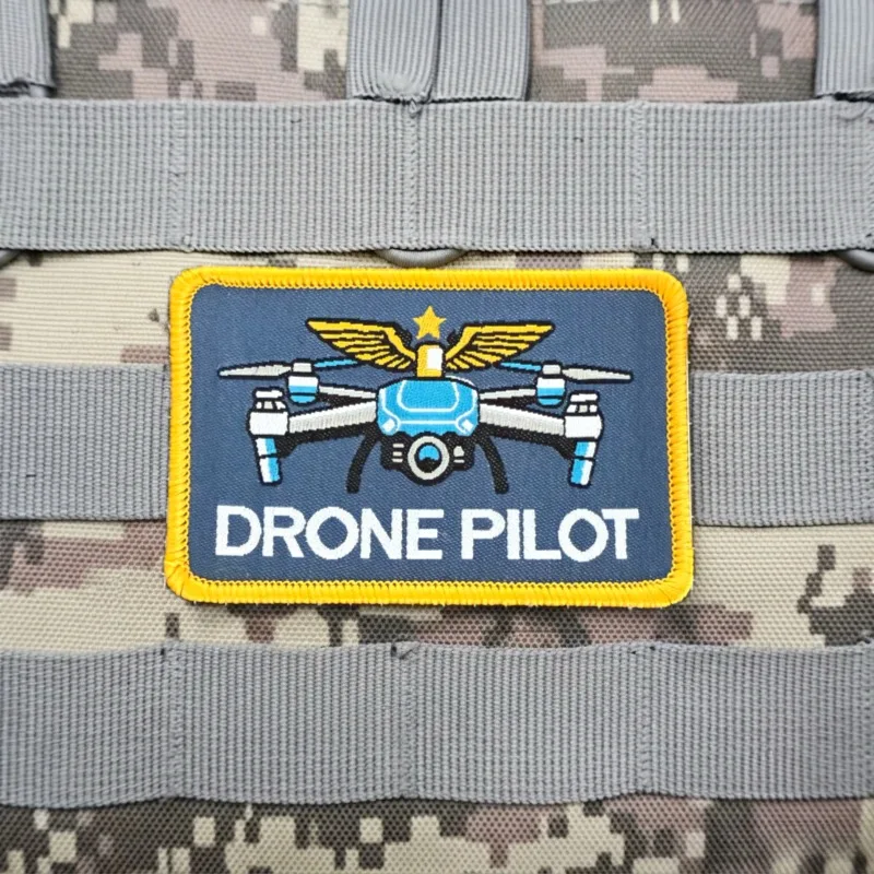 Фото Вышитая нашивка DRONE PILOT на липучке, тактический моральный значок, нарукавная повязка оператора БПЛА для рюкзака, жилета, головной убора, декора одежды №2