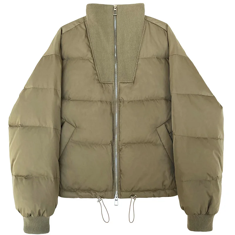 Winter New Design Warm Stand Collar White Duck Down Coat Down Jacket Women's Short Loose Thick Fashion Bread Coat Casual Wear