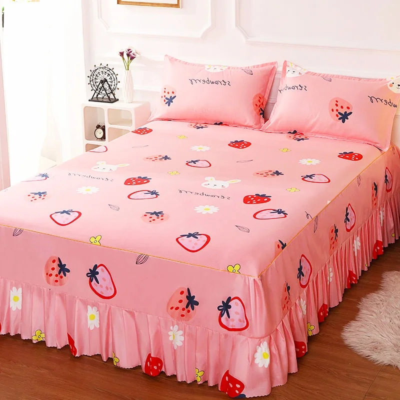 

Cute Bedspread Set - Soft Bed Sheets for King/Queen Size with Cartoon Design - 1.5/1.8/2M Mattress Cover +2 Pillowcases Included