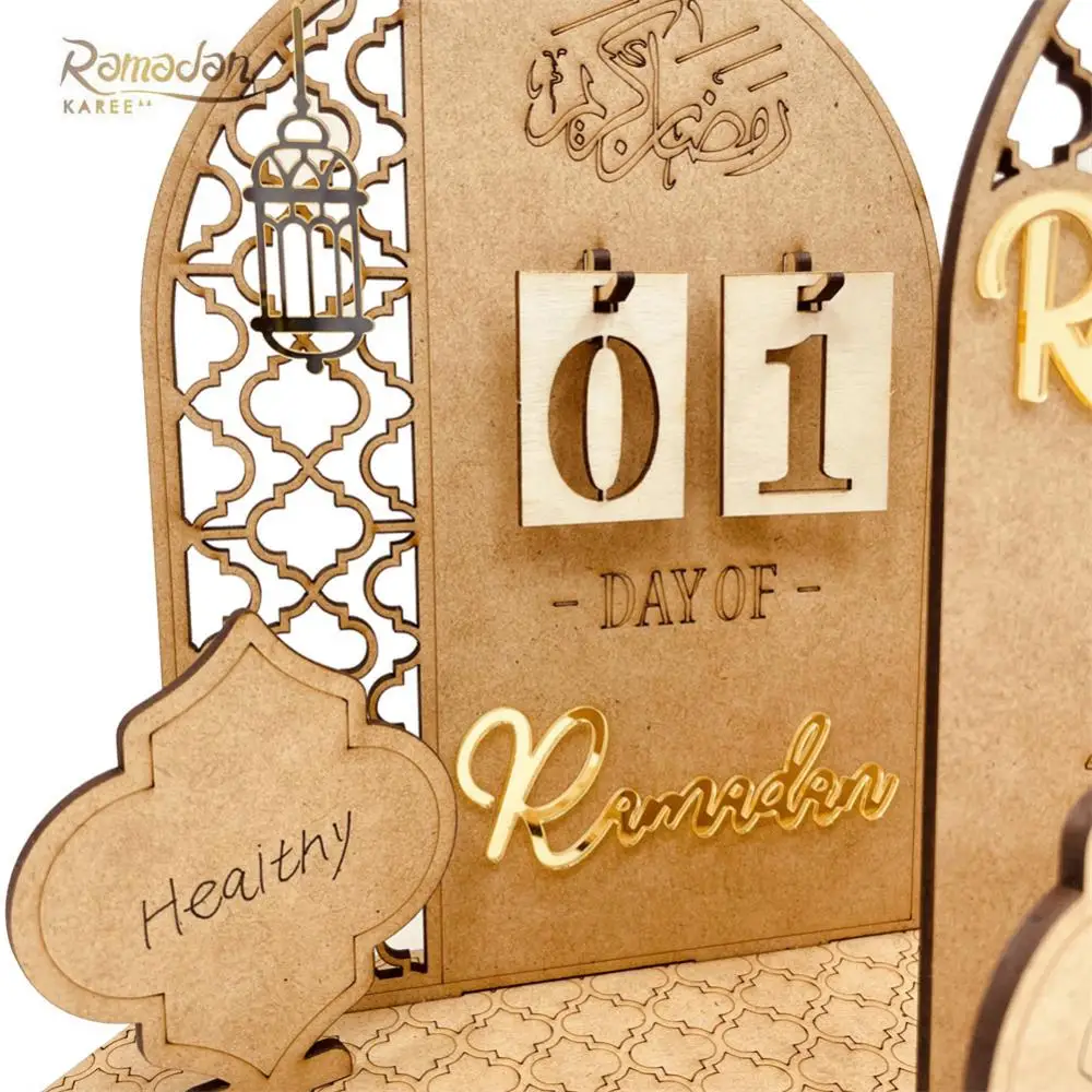 

Wooden Ramadan Countdown Calendar Multi-purpose Smooth Diy Eid Mubarak Ornament Muslims Traditional Icons Easily Assembled 2023