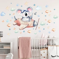 bear stars airplane clouds decor wall stickers for kids baby cartoon rooms home bedroom decorative paintings poster wallpaper
