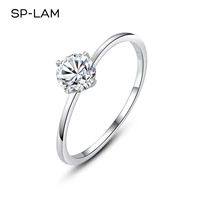 thin rings for women 925 silver real moissanite 0 5ct d color vvs classic 4 prongs engagement girls finger ring green gift box