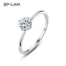 Thin Rings for Women 925 Silver Real Moissanite 0.5CT D Color VVS Classic 4 Prongs Engagement Girls Finger Ring Green Gift Box