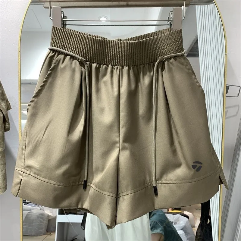 

Summer Women's Golf Pants Korea Fashion Vintage High-waisted Drawstring A-line Skirt Elastic Belt Golf Cargo Pants Short Skirt