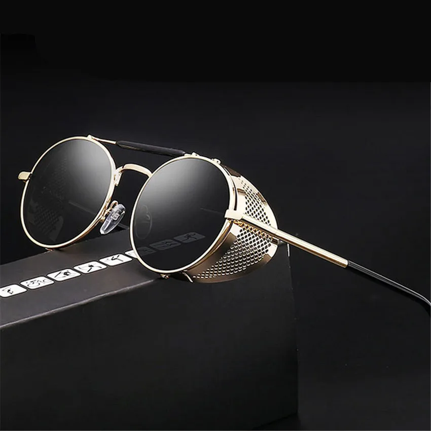 

New Retro Steampunk Sunglasses Round Designer Steampunk Metal Shield Sunglasses Men Women UV400 Gafas de Sol Fashion Sunglasses