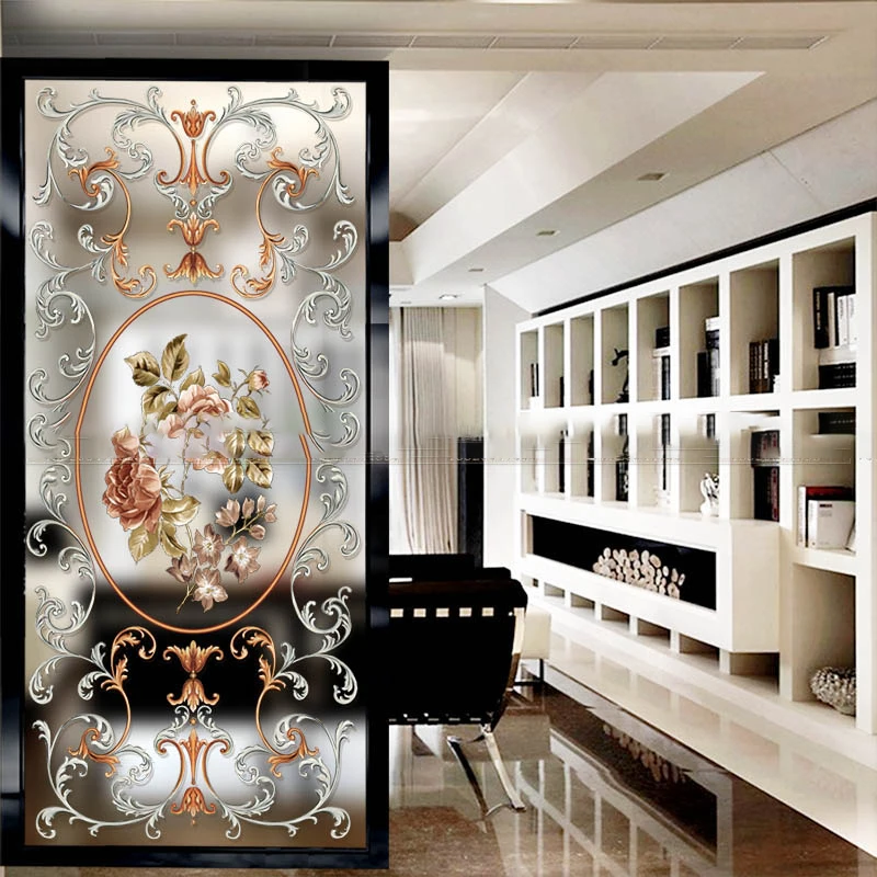 

Stainless steel entry porch Changhong art glass screen decorative wall modern minimalist light luxury metal partition living roo