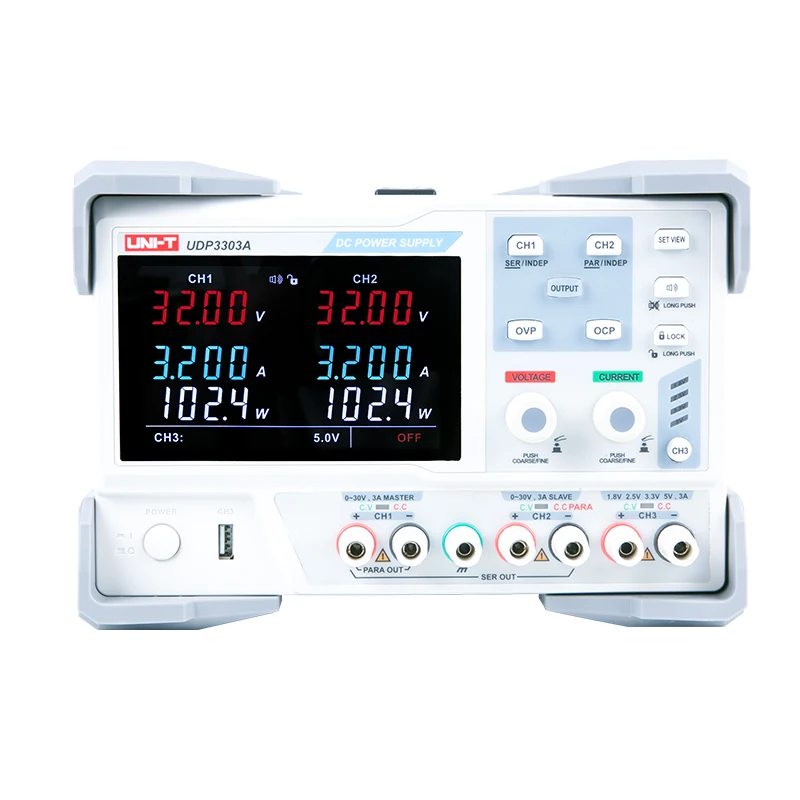 

UNI-T UDP3303A промышленный Линейный источник питания постоянного тока с тремя выходами, высокоточный источник питания с цифровым дисплеем