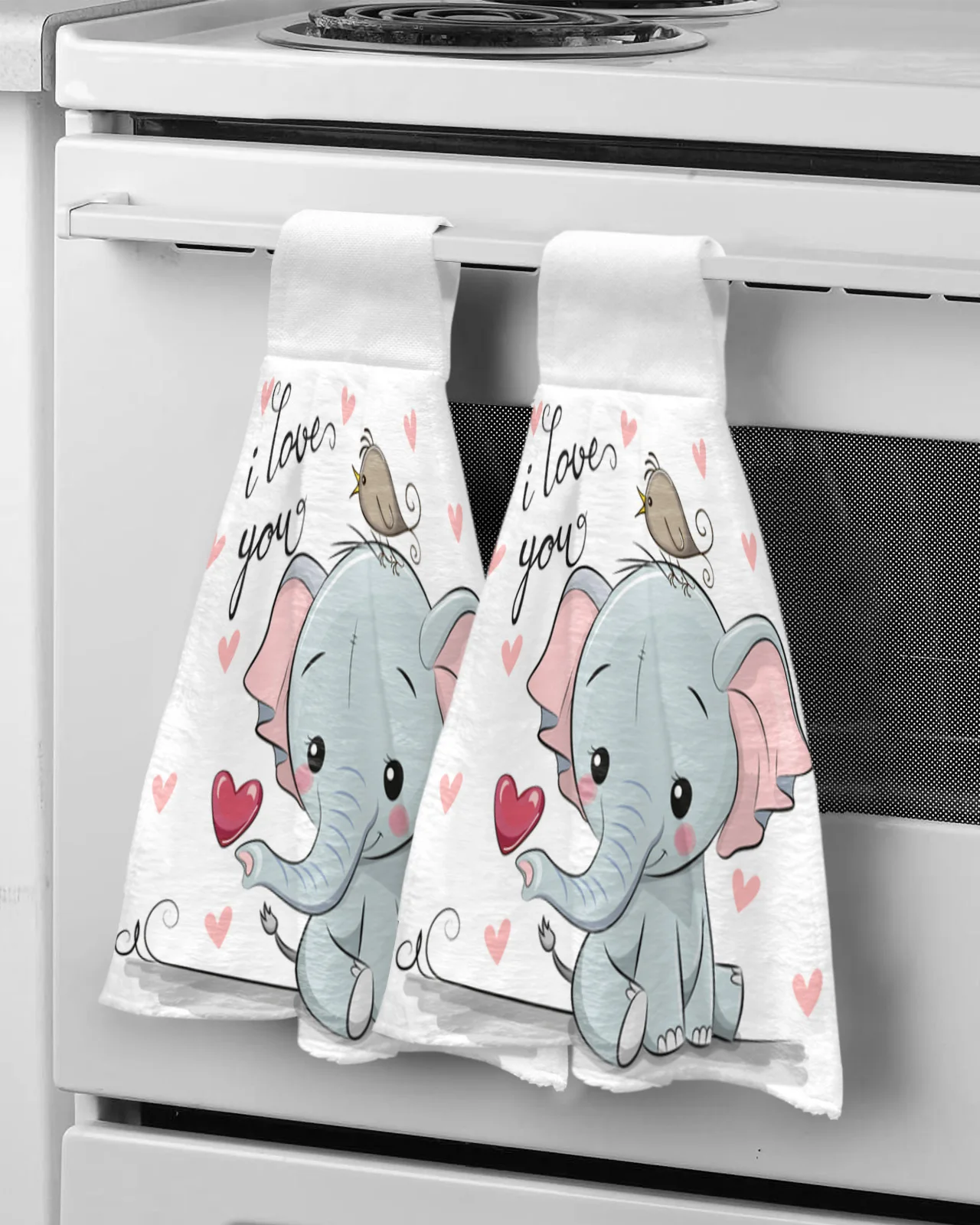 

Cute Elephant Sweet Hand Towels For Bathroom Absorbent Microfiber Kitchen Towel Tableware Cleaning Towel