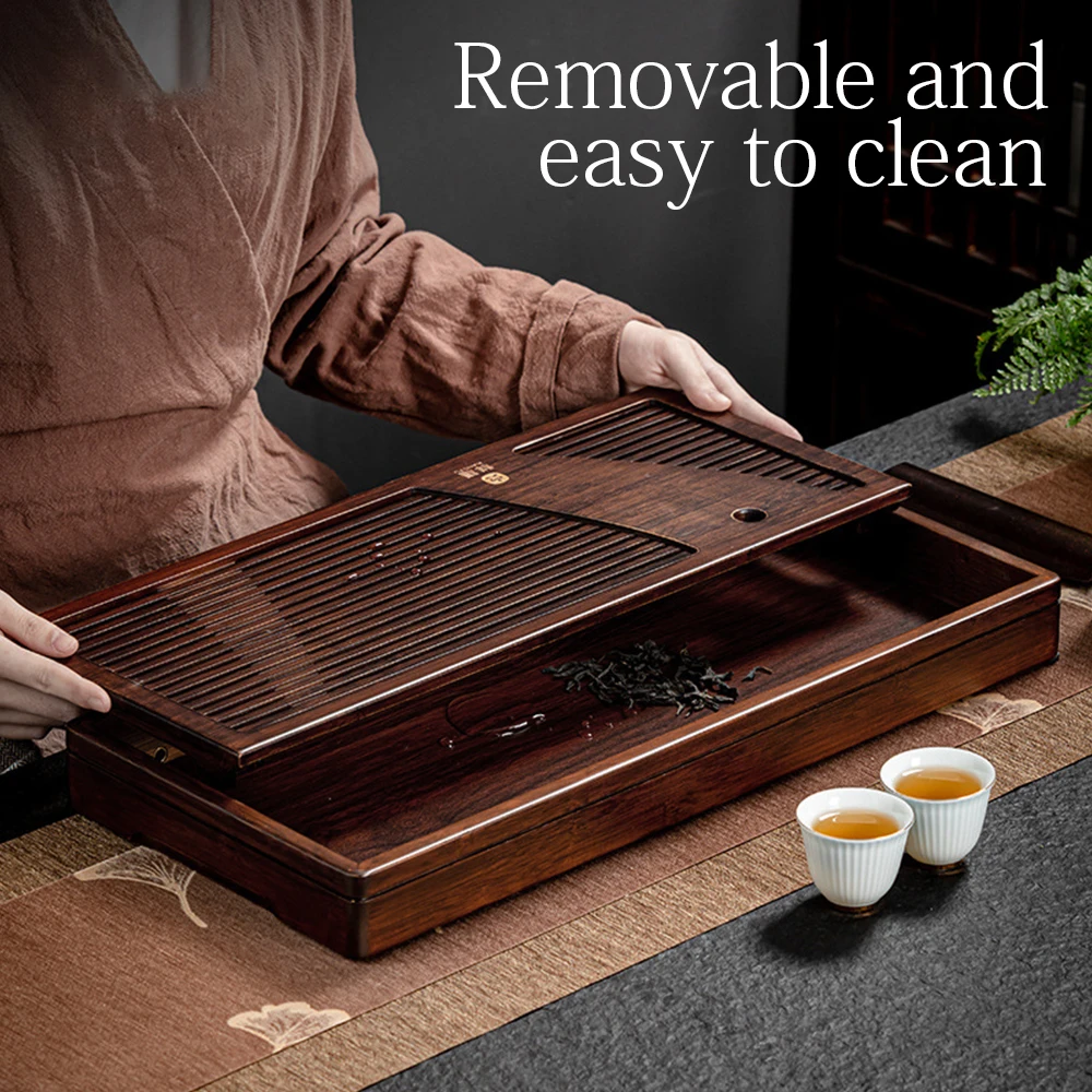 Solid Wood Tea Board Bamboo Tea Tray With Water Torage Drainage Tank Puer Tea Table Saucer Drawer Tray For Ceremony Teaware Tool