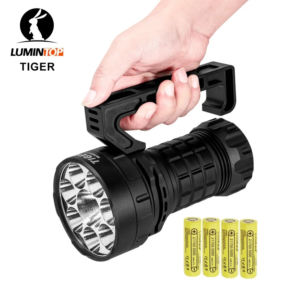 Lumintop Tiger Power Flashlight Cree XHP70.3 52000LM 1315M Torch Lighter by 4*21700 Battery with Anduril Firmware for Camping