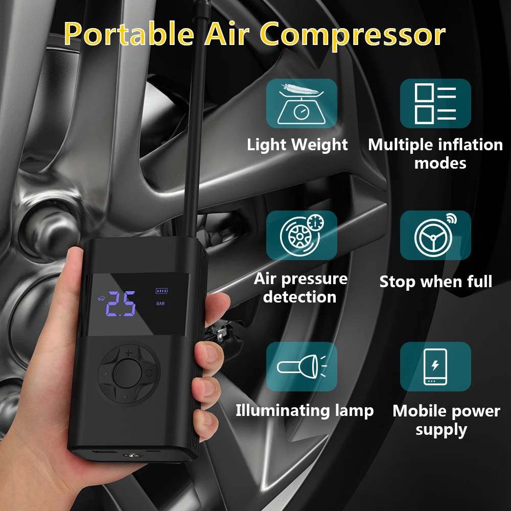 150 Psi Air Pump Fast Intelligent Motorcycle Bicycle Intelligent Automatic Mini Pump