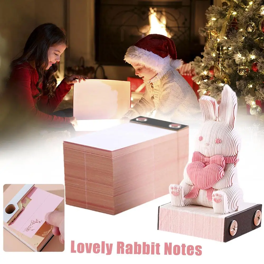 

Cute 3d Three- Dimensional Rabbit Paper Carving Note Memo Decoration Art Desk Ornaments Sticky Pad Notes Pad Office Bunny P Y6j2