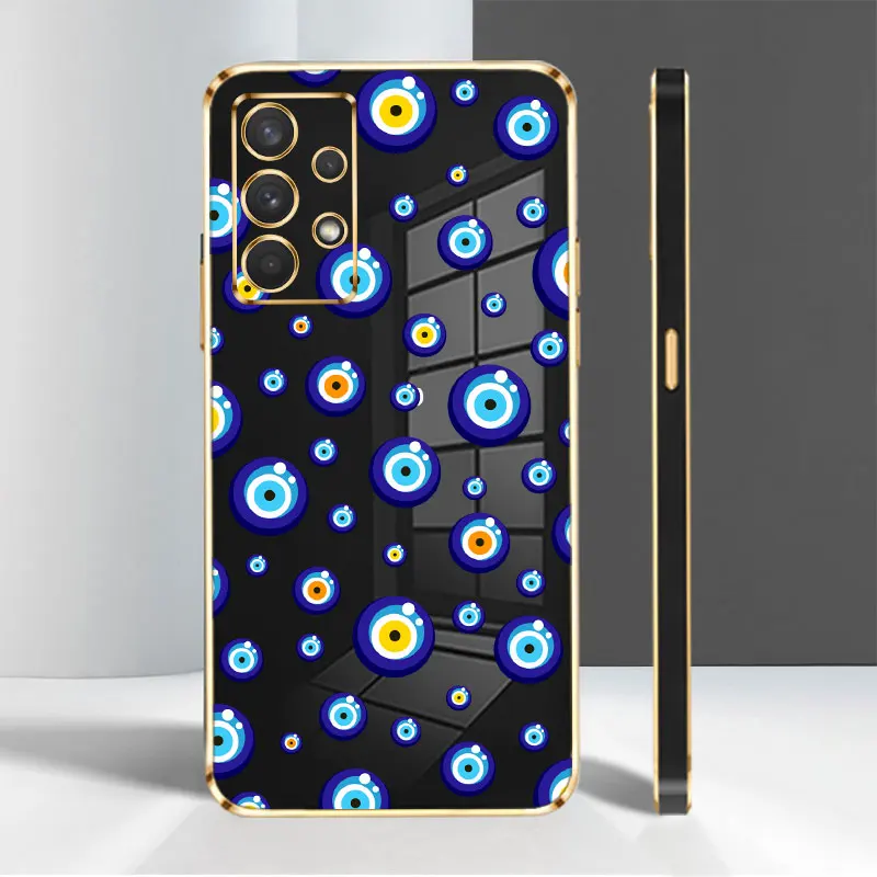 

Case Coque for Samsung Galaxy A51 A12 A21s A52 A32 A71 4G 5G A50s A22 A13 M10 A72 Casing Gold Plating Magic Devil Eyes Phone