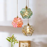 nordic flower copper pendant lighting fixtures bedroom dinning living room glass led pendant light fixtures luminaria