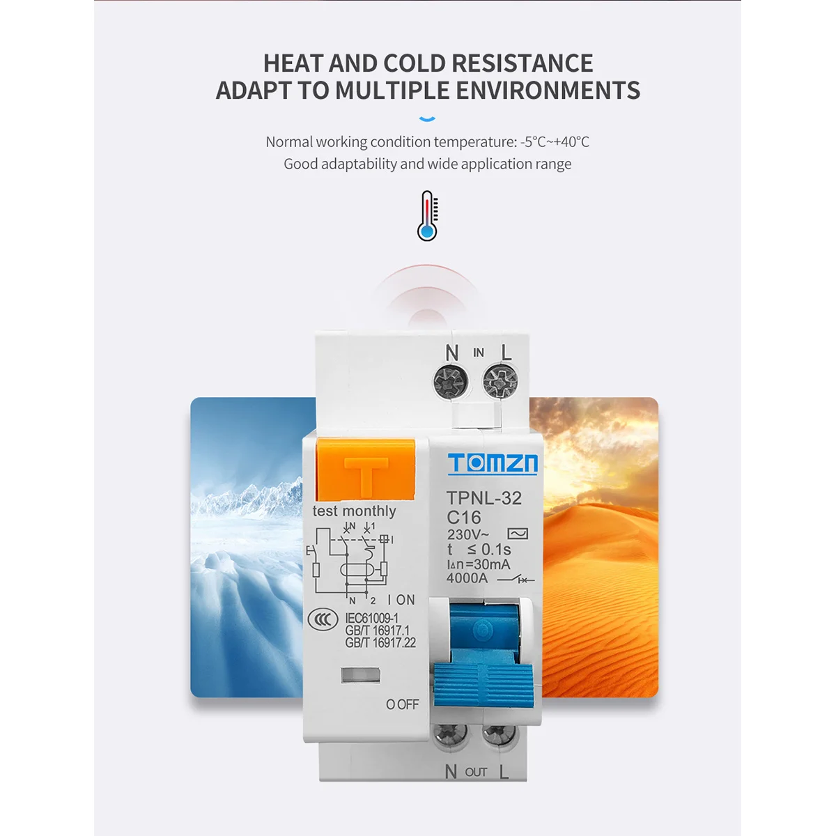 Автоматический выключатель тока TOMZN TPNL DPNL 230 В 1P + N с защитой от перегрузки и