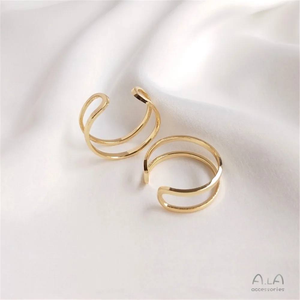 Купи 14K clad gold copper wire double strand double wire ring ring winding wire bottoming double ring finger handmade diy accessories за 52 рублей в магазине AliExpress