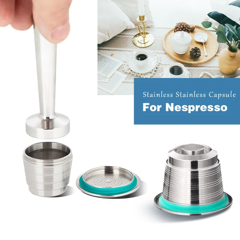 

Nespresso Refillable Coffee Capsule Pod Stainless Steel Espresso Coffee Filters Tamper Coffeeware Gifts Wholesale