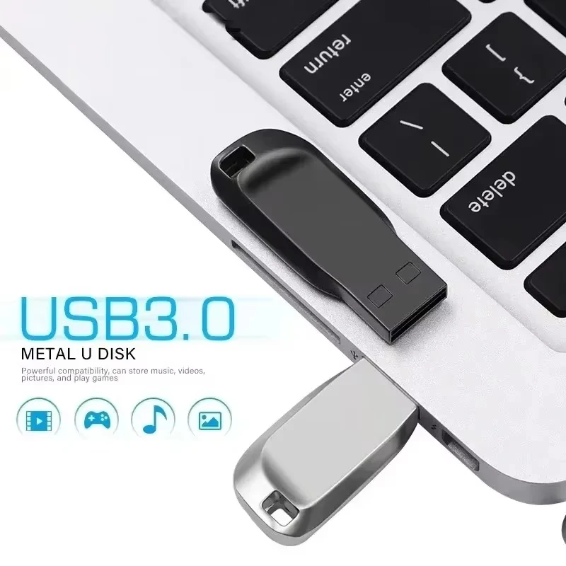 Фото USB-накопитель 2 ТБ USB 3.0, миниатюрный высокоскоростной металлический флеш-накопитель 1 ТБ 512 ГБ, портативный водонепроницаемый накопитель для хранения данных и музыки в автомобиле №2